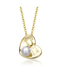 GiGiGirl 14K Gold Plated with Mother of Pearl Heart Design Pendant Necklace Engraving: “You are my heart forever”