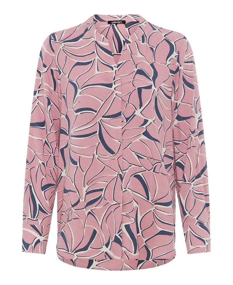 Olsen Women's Graphic Leaf Print Tunic Shirt