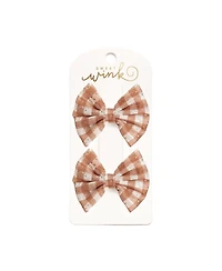 Sweet Wink Girls Gingham Printed Tulle Bow Clip Set