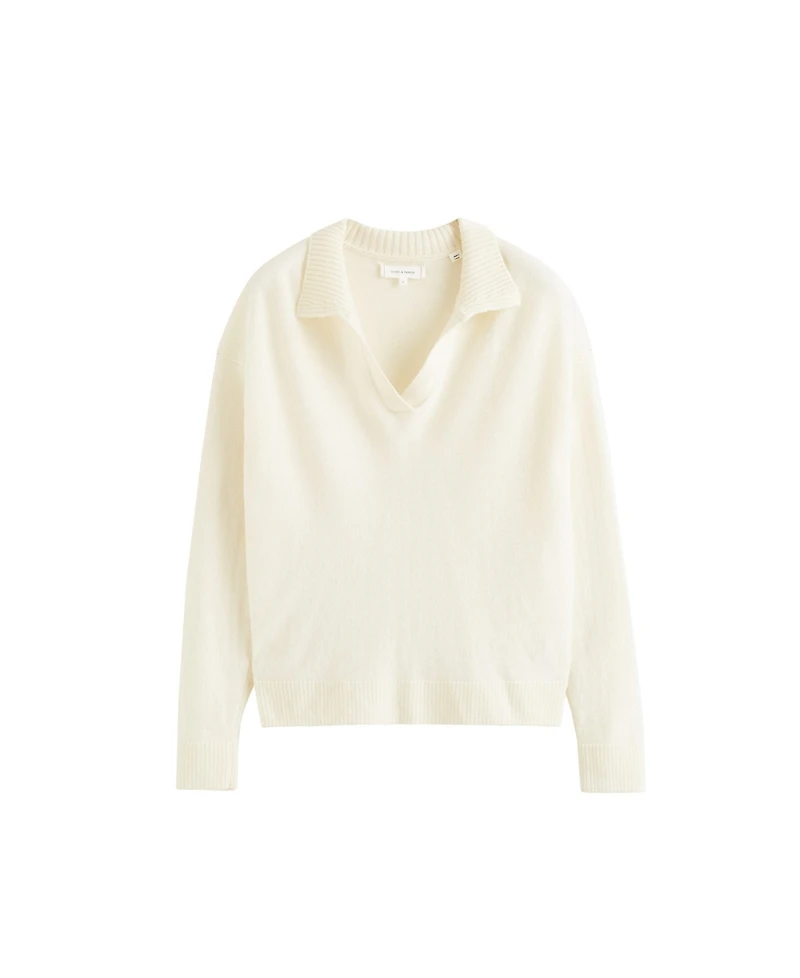 Chinti & Parker Women's Wool Cashmere Blend V Neck Collared Sweater