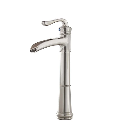 Waterfall Single Hole Single-Handle Vessel Bathroom Faucet With Pop-up Drain Assembly in Brushed Nickel