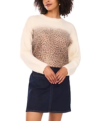 Vince Camuto Women's Leopard Print Long Sleeve Sweater