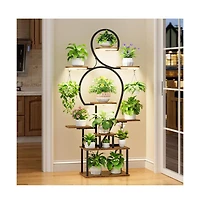 Chic Crate 63" Tall Indoor Plant Stand with Grow Light, 9-Tier Metal Shelf for Multiple Plants & Living Room