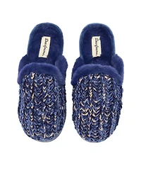 Dearfoams Women's Paris Chenille Shaped Tab Scuff Slipper