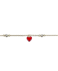 GiGiGirl 14K Gold Plated with Red Enamel Heart & Clear Cubic Zirconia Bracelet