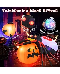 5 x 4.6 ft Inflatable Spider w/ Pumpkin Led Lighted Halloween Decoration w/ Colorful Rotating Light