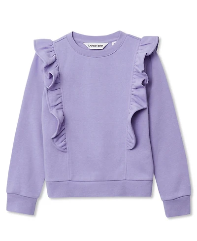 Lands' End Girls Long Sleeve Cozy Fleece Ruffle Sweatshirt