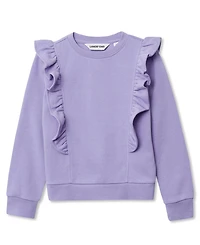 Lands' End Girls Long Sleeve Cozy Fleece Ruffle Sweatshirt