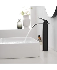Waterfall Single Hole Single Handle Bathroom Vessel Sink Faucet With Pop-up Drain Assembly in Oil Rubbed Bronze
