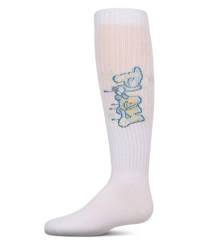 Memoi Girls Ribbed Stretch Cotton "Graffiti Play" Knee Sock