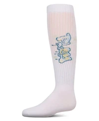 Memoi Girls Ribbed Stretch Cotton "Graffiti Play" Knee Sock