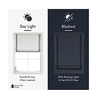 Shadisfy Cordless Pull Down 100% Blackout Roman Shade with Ribbon Border 33"x64"