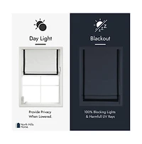 Shadisfy Cordless Pull Down 100% Blackout Roman Shade with Ribbon Border 48"x64"