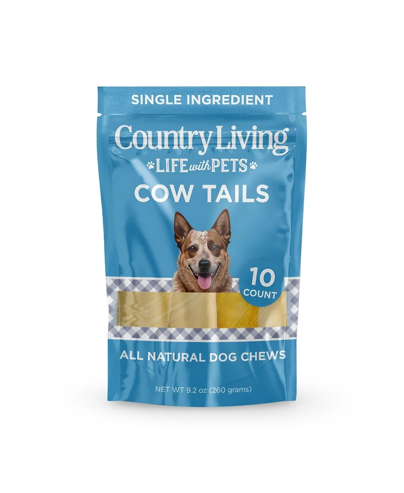 Country Living 5"-7" Cow Tails Dog Chews – 10 Count Bag – All-Natural, Single-Ingredient, Long-Lasting Beef Chews – High-Protein, Grain-Free – Promote