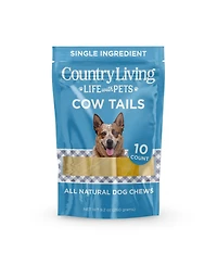 Country Living 5"-7" Cow Tails Dog Chews – 10 Count Bag – All-Natural, Single-Ingredient, Long-Lasting Beef Chews – High-Protein, Grain-Free – Promote