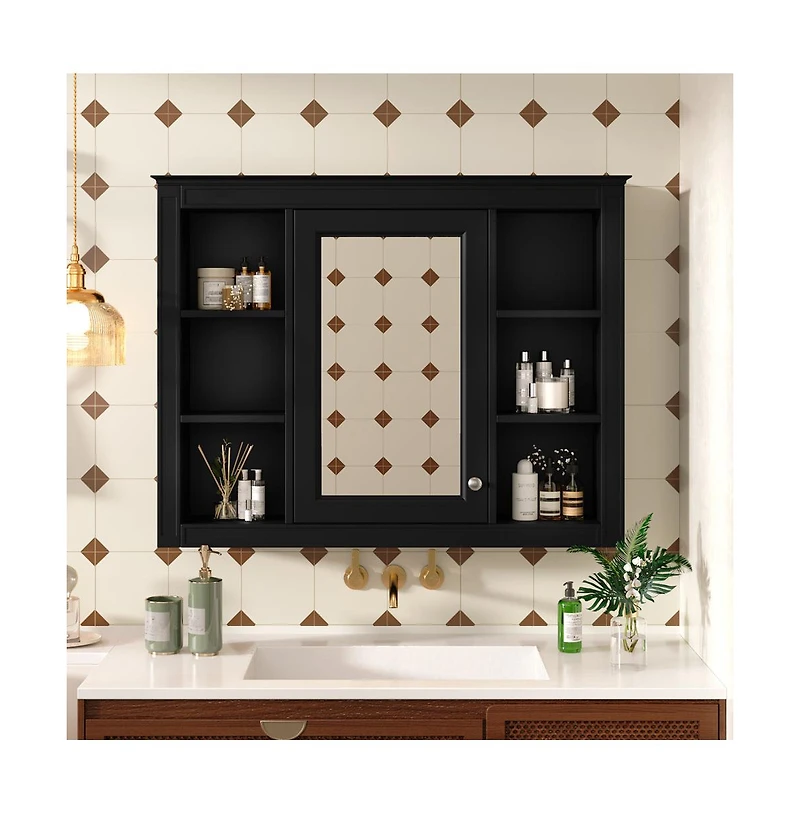 Chic Crate-Tall Bathroom Storage Cabinet Freestanding Cabinet w/ 2 Different-Size Drawers & Adj. Shelf | Mdf Painted Finish | White