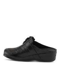 Spring Step Lilybean Leather Perforated Clogs with Floral Applique and Open Back