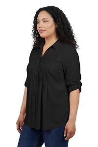 Woman Within Plus Rayon 7-Day Pintucked Tunic Blouse