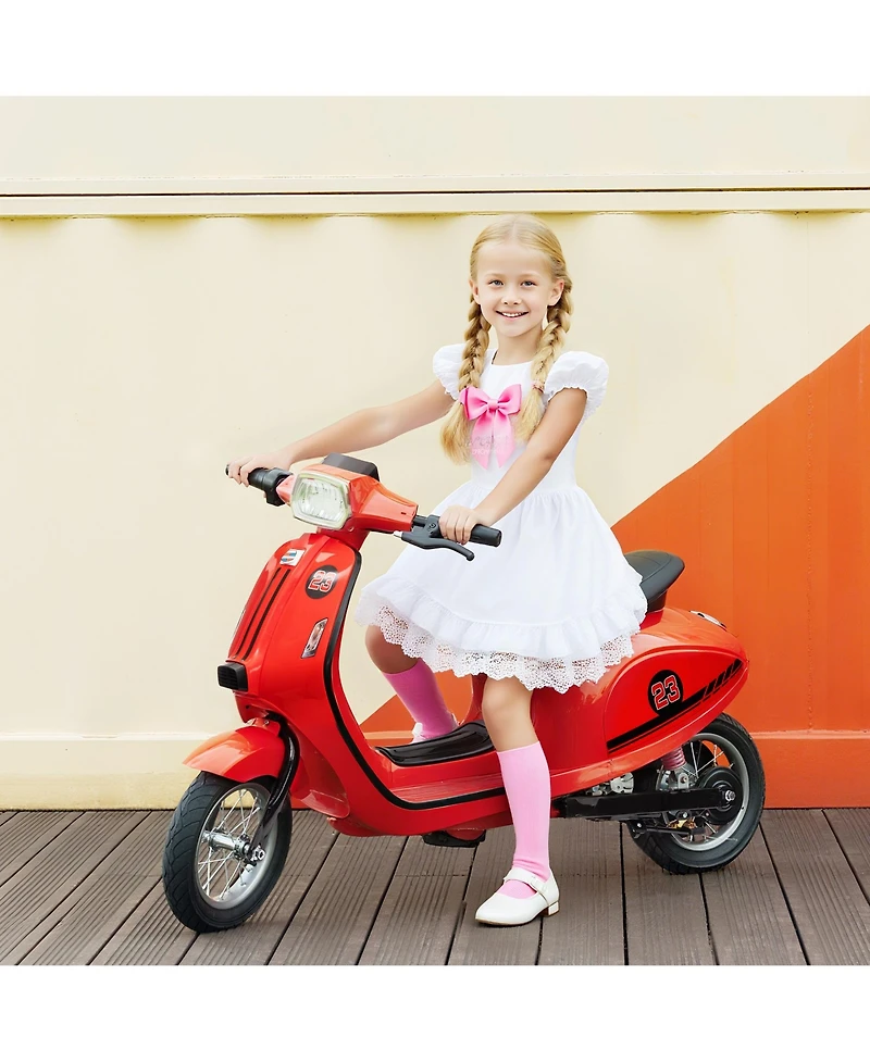 Qaba 24V Kids Motorcycle with Rear Suspension, Lights for 8-12 Years,