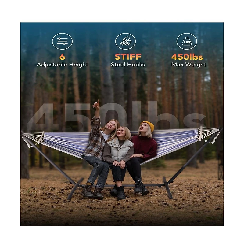 Heavy-Duty Steel Stand Double Hammock: Portable, Easy Assembly