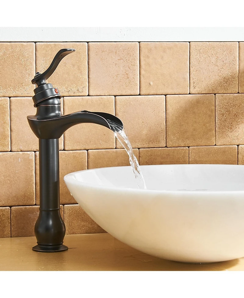 Greenspring Waterfall Single Hole Single-Handle Vessel Bathroom Faucet in oil rubbed bronze