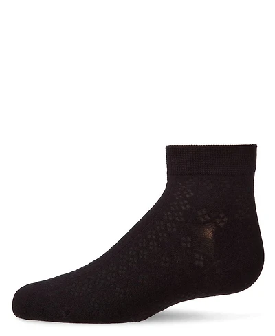Memoi Girls Rayon Blend Diamond Knit Patterned Ankle Sock
