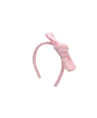 Bits & Bows Tweed Girls' Bow Headband in Pink