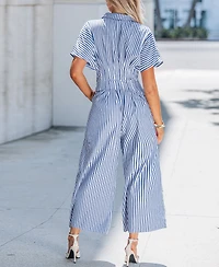Cupshe Women's Striped Button-Up Jumpsuit