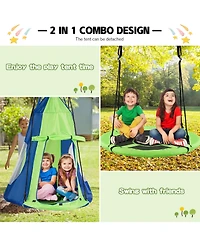 2-in-1 40 Inch Kids Hanging Chair Swing Tent Set