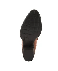 Spring Step Garibaldi Leather Mid Boot with Decorative Lace and Button Detail on Block Heel