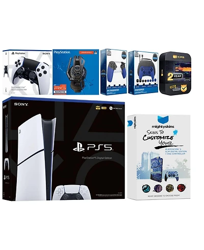 Sony Playstation 5 Slim Digital with Extra Edge Controller, Plantronics Headset, Gamer Kit, Trigger Kit and MightySkins Decal Voucher + 2 Year Cps Ext