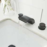 8 in. Widespread 2-Handle Bathroom Faucet With Led Light And Pop Up Drain in Matte Black