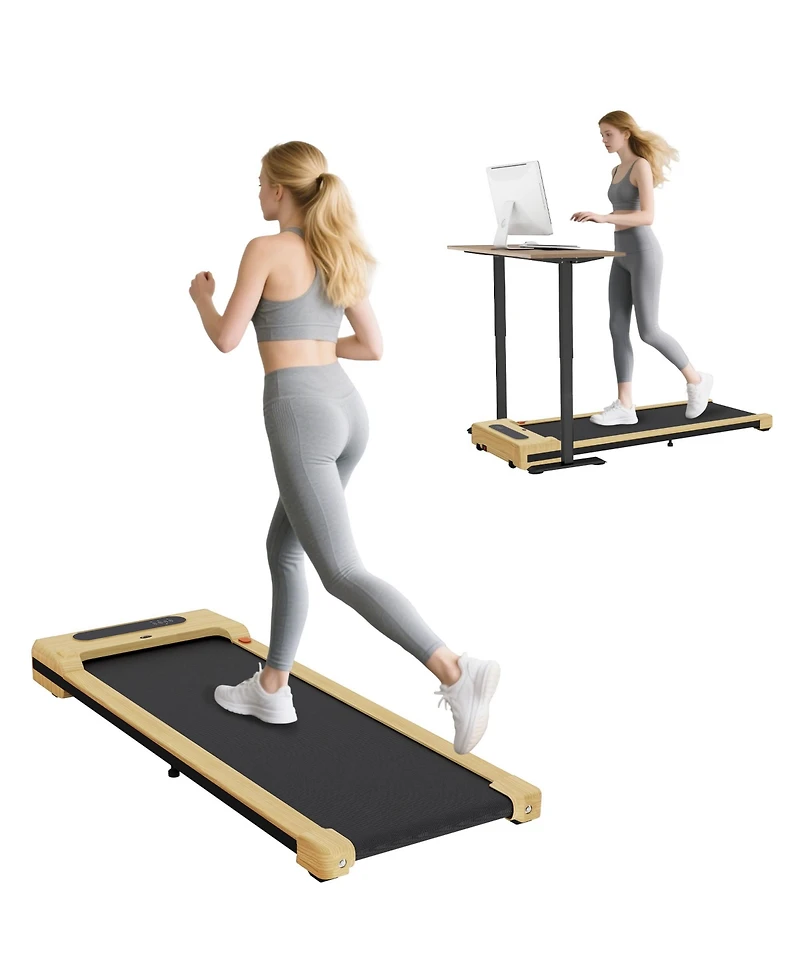 Soozier Walking Pad Under Desk Treadmill with Remote Control, Wheels