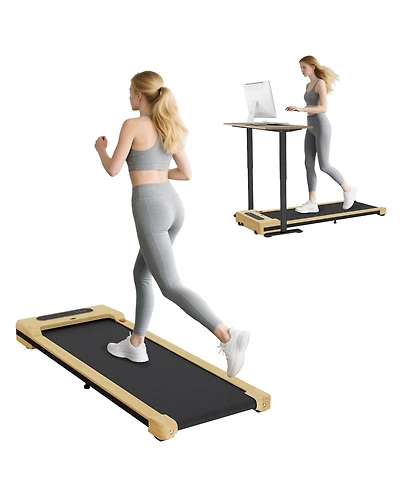 Soozier Walking Pad Under Desk Treadmill with Remote Control, Wheels