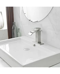 Greenspring Waterfall Single Handle Hole Low-Arc Bathroom Faucet Drip-Free Vanity Sink