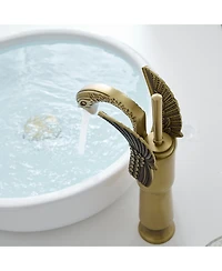 Greenspring Swan Single Hole Handle Bathroom Vessel Sink Faucet With Pop Up Drain
