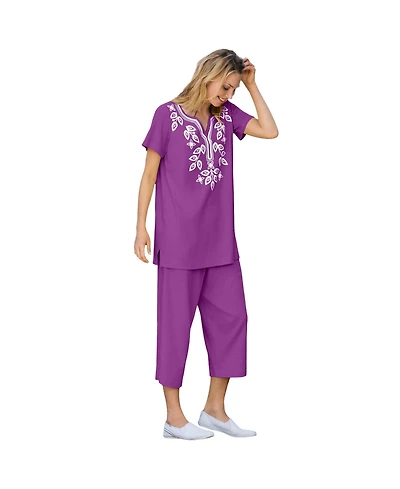 Woman Within Plus Printed Tunic And Capri Set