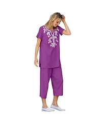 Woman Within Plus Printed Tunic And Capri Set