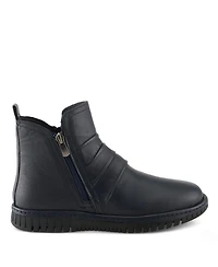 Spring Step Rosado Ruched Leather Bootie with Dual Zippers and Removable Insole