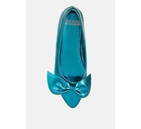 Bromelia Metallic Pleather Bow Ballerinas Women