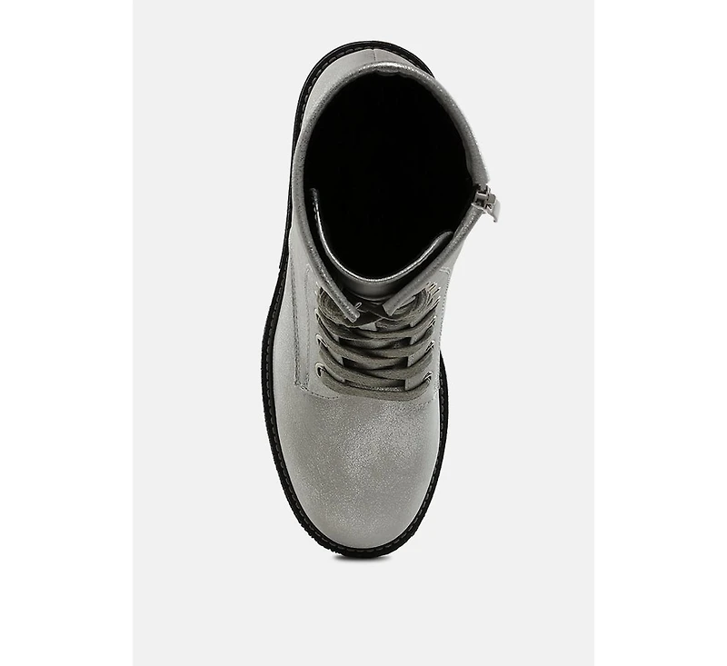 Clover Faux Leather Lace Up Boots Women