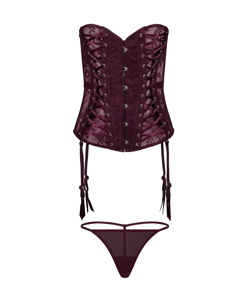 Adore Me Nikita Women's Plus-Size Unlined Boned Corset & G-string Set