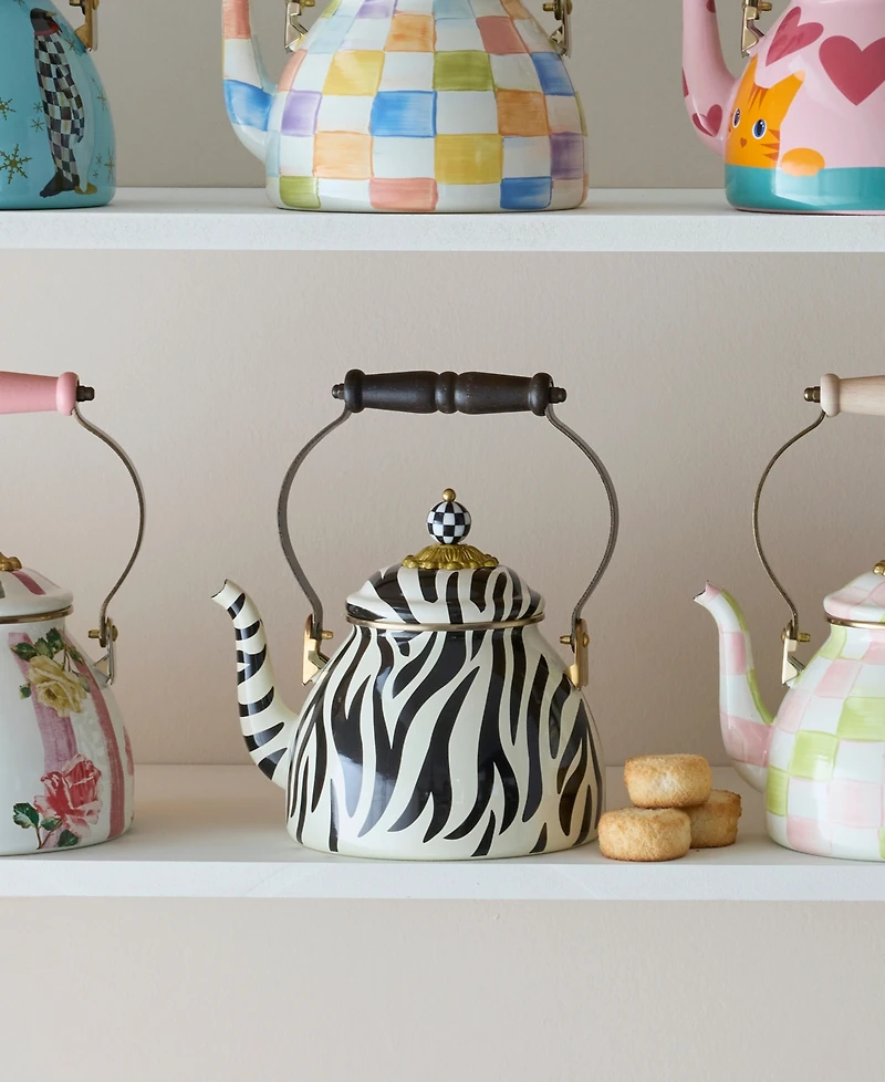 MacKenzie-Childs Zebra Enameled 2-Quart Tea Kettle