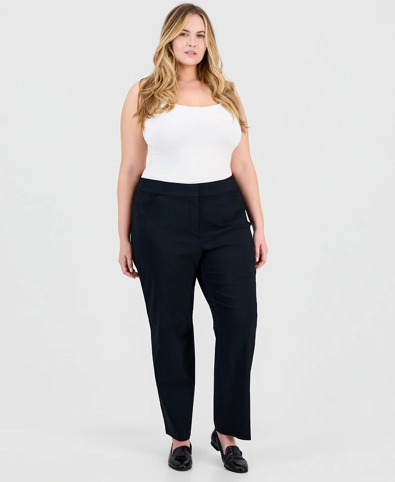 Jm Collection Plus Curvy-Fit Straight-Leg Pants, Exclusively at Macy's