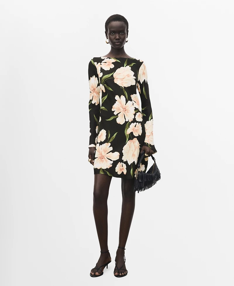 Mango Women's Short Floral-Print Dress