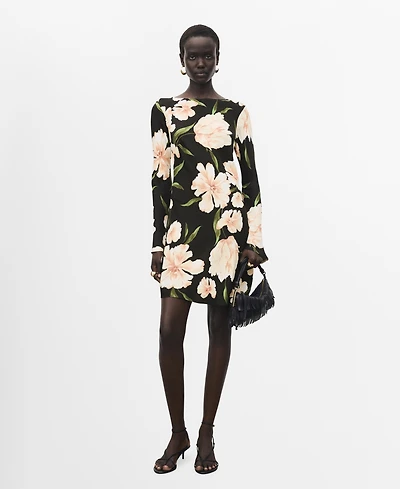 Mango Women's Short Floral-Print Dress