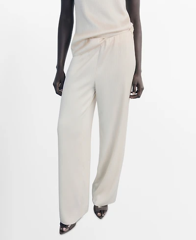 Mango Women's Elastic Waist Pleated Pants