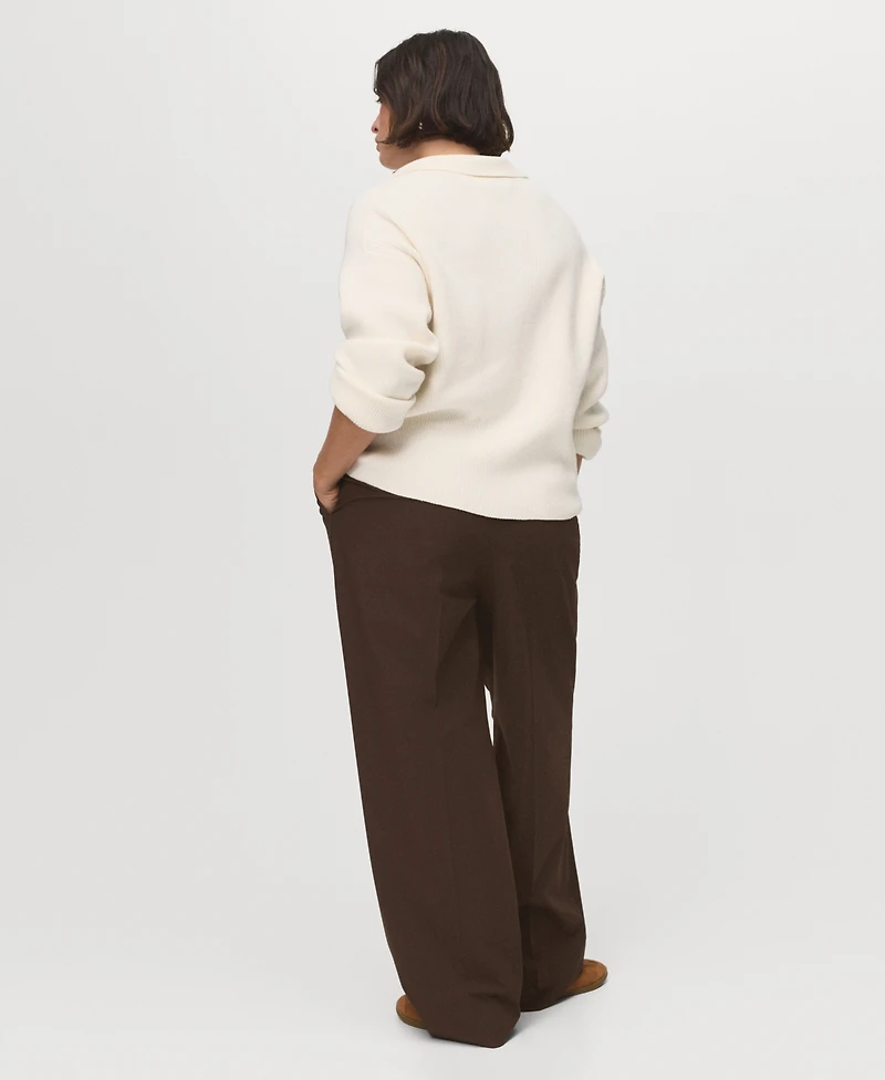 Mango Women's Low-Rise Wide-Leg Pants