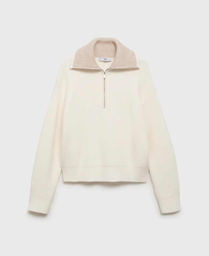 Mango Women's Contrasting Zipper Collar Sweater