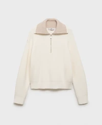 Mango Women's Contrasting Zipper Collar Sweater